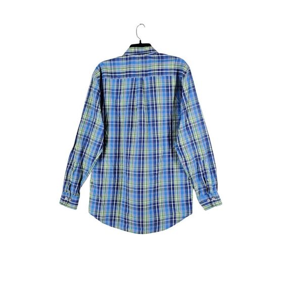 Peter Millar Crown Sport LS Button Down Shirt Men L Plaid Blue Green White Multi - Picture 11 of 11